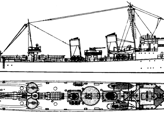 Эсминец HSwMS Ehrenskold 1927 [Destroyer] - чертежи, габариты, рисунки